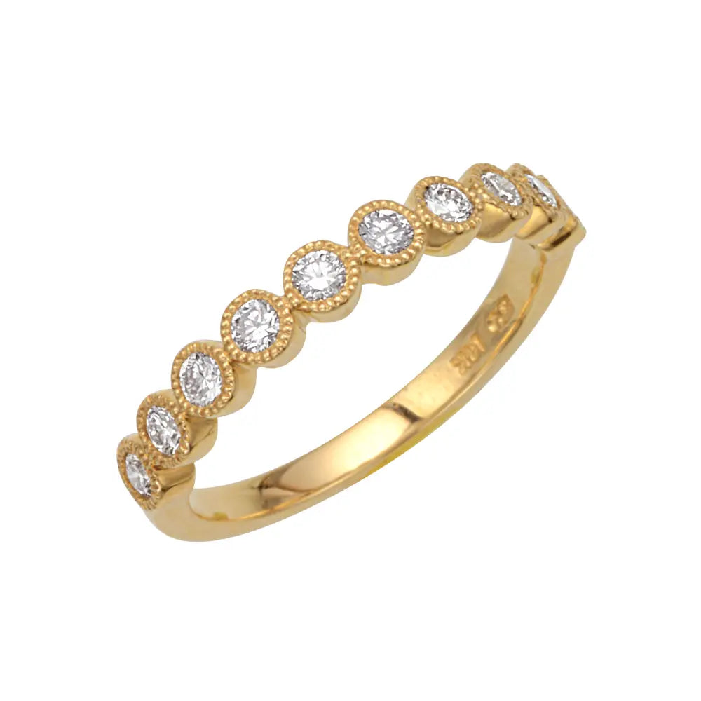 Round Bezel Diamond Ring with Milgrain