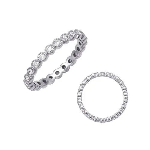 Eternity Round Bezel Diamond Ring with Milgrain