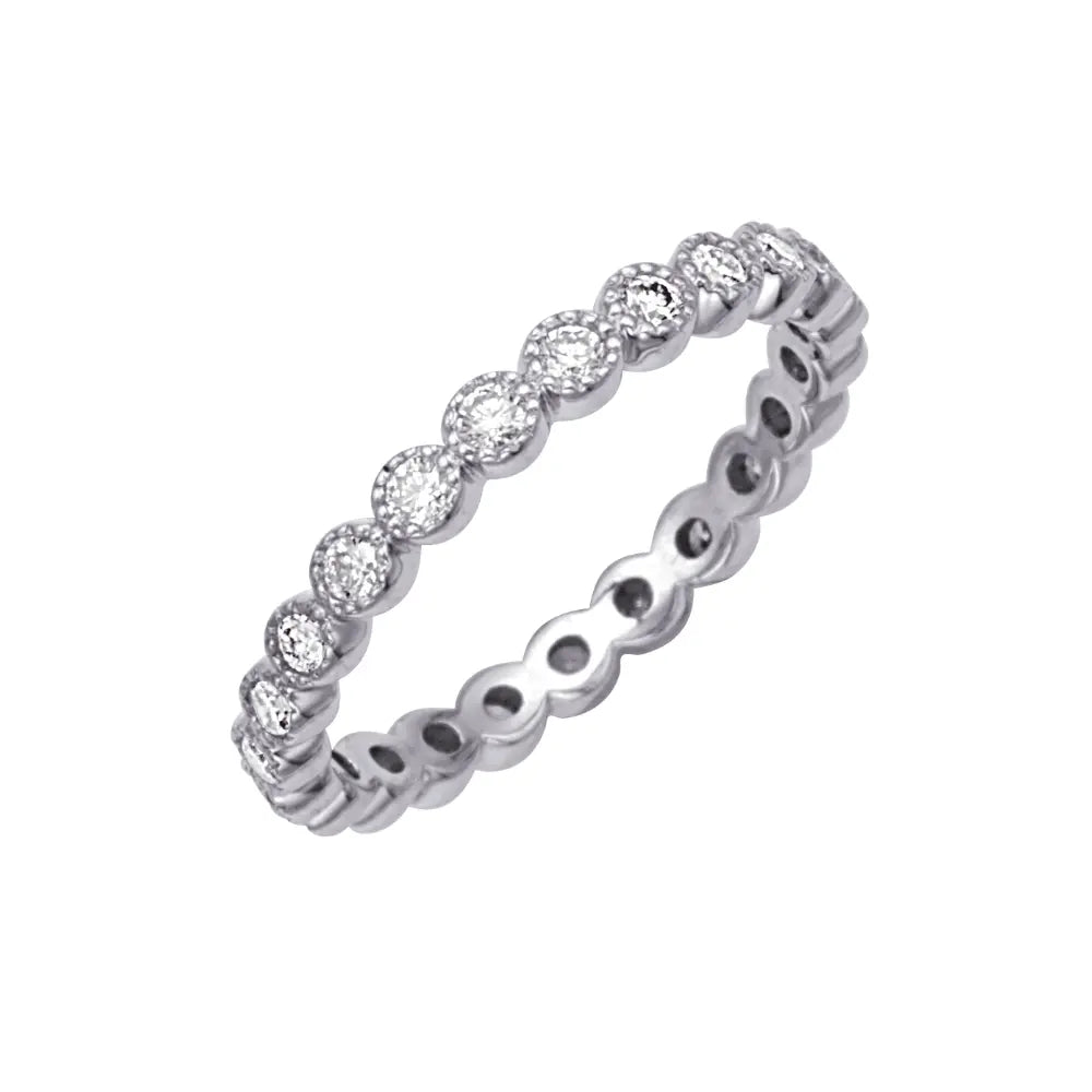 Eternity Round Bezel Diamond Ring with Milgrain