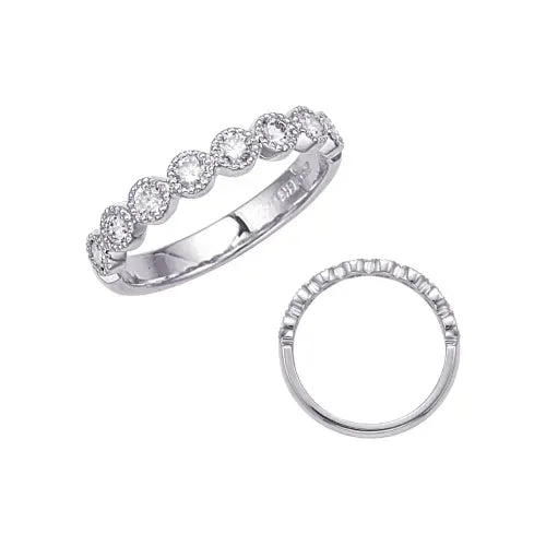 Round Bezel Diamond Ring with Milgrain