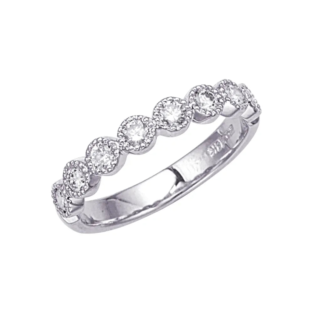 Round Bezel Diamond Ring with Milgrain