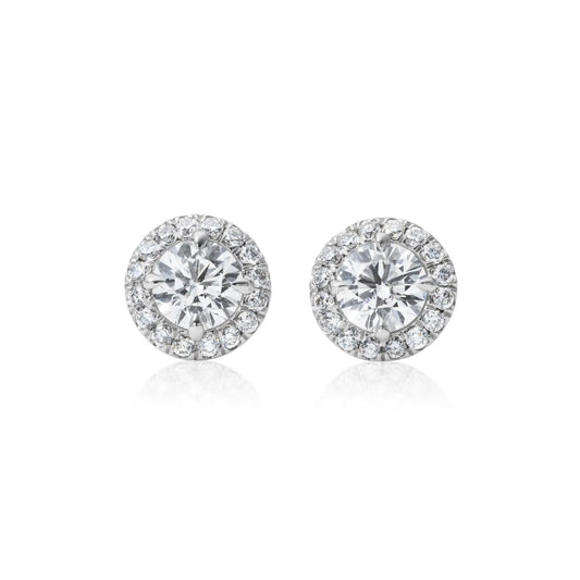 Collection Diamond Solitaire Earrings in Micro Pavé Halo Setting