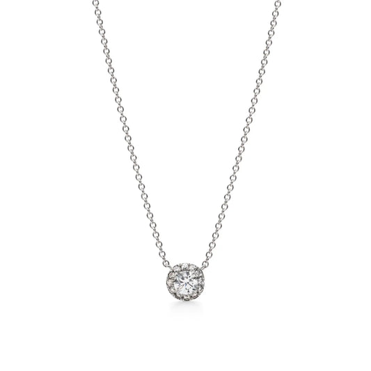 Collection Solitaire Diamond Pendant in Micro Pavé Halo Setting